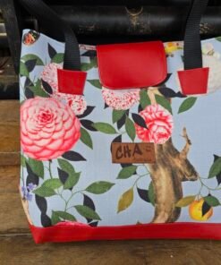 Upcycled Handbags - Pale Grey Camelias/Bird of Paradise