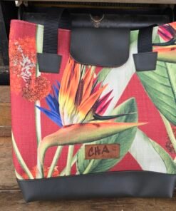 Upcycled Handbags - Rust Bird of Paradise/Pineapples
