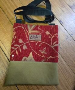 Crossbody Bag with Internal Pocket - Shades of Red/Cream & Mustard