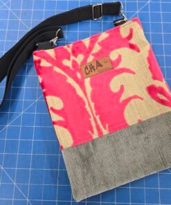 Crossbody Bag with Internal Pocket - Flocked Pink/Grey