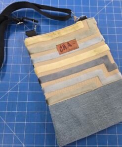 Crossbody Bag with Internal Pocket - Flocked Pastel/Blue-Grey