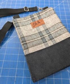 Crossbody Bag with Internal Pocket - Tartan Blue/Grey