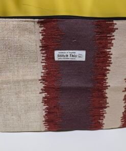 Upholstery Fabric Zippered Pouch - Burgundy/Cream