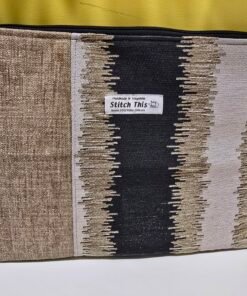 Upholstery Fabric Zippered Pouch - Cream/Charcoal