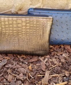 Elegant vinyl Zippered Pouches - Cobalt blue ostritch