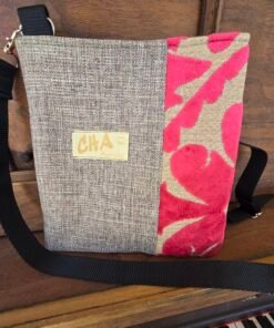 Crossbody Bag (no pocket)- Flocked Pink/Fawn