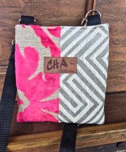 Crossbody Bag (no pocket)- Pink Flocked/Fawn