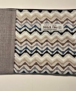 Upcycled Upholstery Fabric Zippered Pouch - Fawn Zig Zag