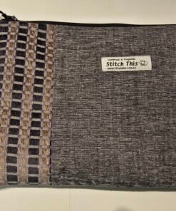 Upcycled Upholstery Fabric Zippered Pouch - Grey/Brown