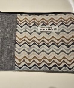 Upcycled Upholstery Fabric Zippered Pouch - Tan/Grey Zig Zag