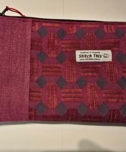 Upcycled Upholstery Fabric Zippered Pouch - Pink/Salmon