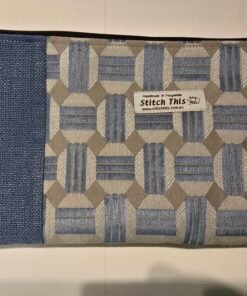 Upcycled Upholstery Fabric Zippered Pouch - Blue/Gold