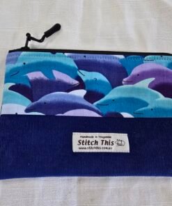 Ultimate Upcycled Zippered Pouch - Darling Dolphins
