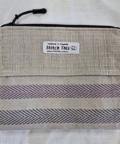 Upcycled Upholstery Fabric Zippered Pouch - Fawn/Grape