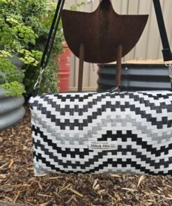 The "Eco-Voyager" Boxy Travel Bag - Chevron Black/Grey
