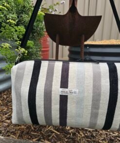 The "Eco-Voyager" Boxy Travel Bag - Shades of Grey Stripes