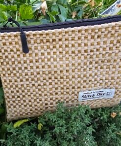 Zippered Toiletry Pouch - Checked Camel