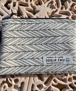 Zippered Pouches Small- Horizontal Stripe Moss
