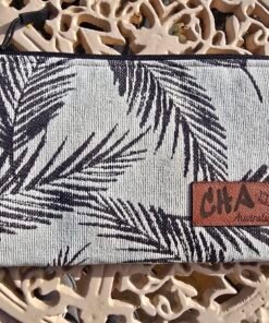 Zippered Pouches Long- Charcoal Leaf