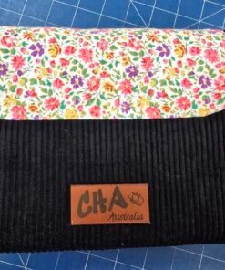Padded Book Sleeve with Magnetic Closure - Purple Corduroy/Floral Fabric